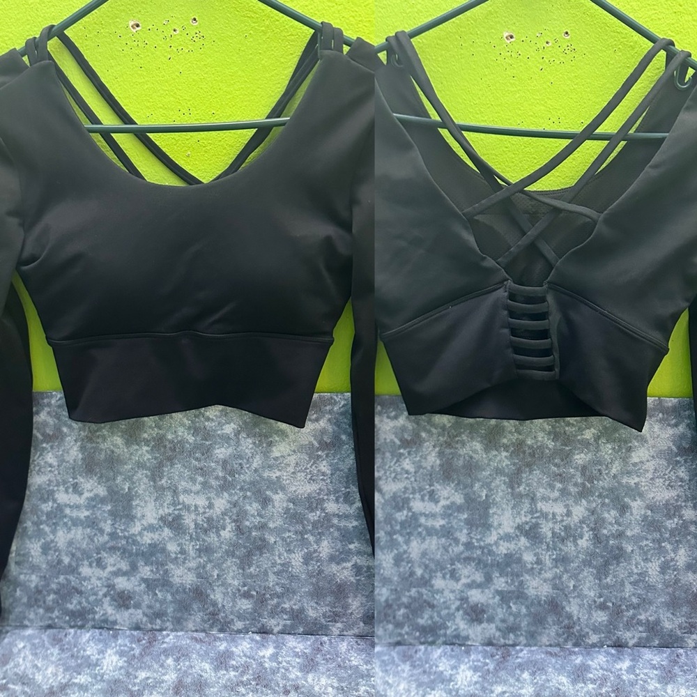 AHQ Black Crop Top with Strappy Back L